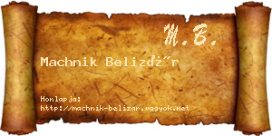 Machnik Belizár névjegykártya